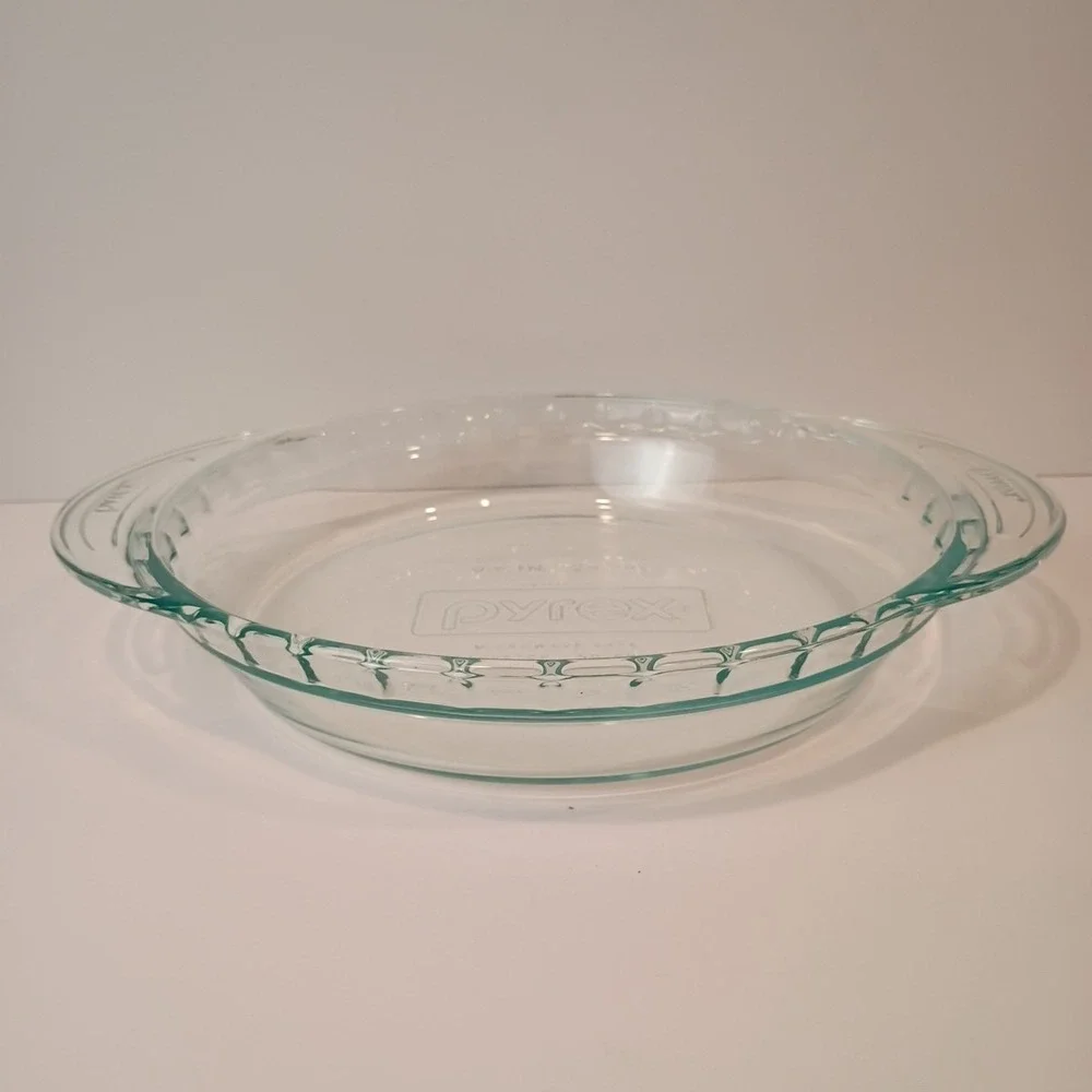 Pyrex Blue Tint Clear Glass Pie Plate Baking Dish 9.5